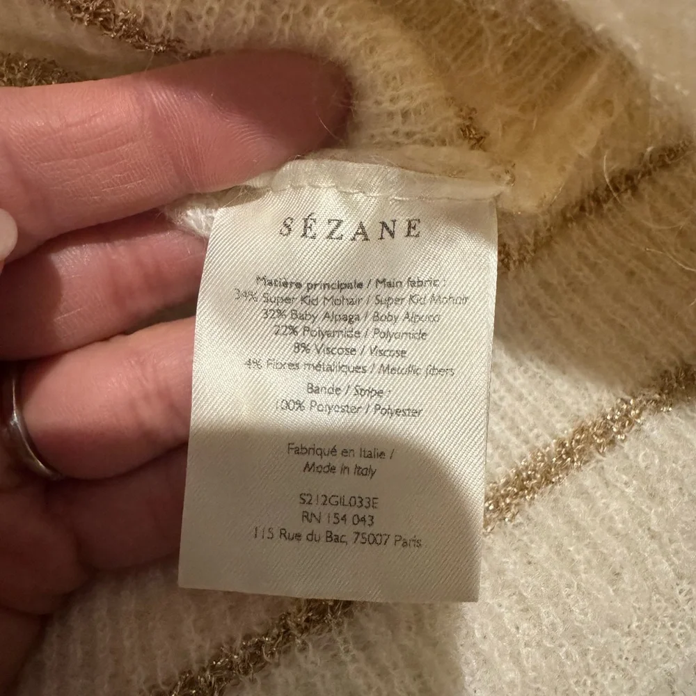 Sezane Gaspard Cardigan in Ecru/Gold - Picture 5 of 10